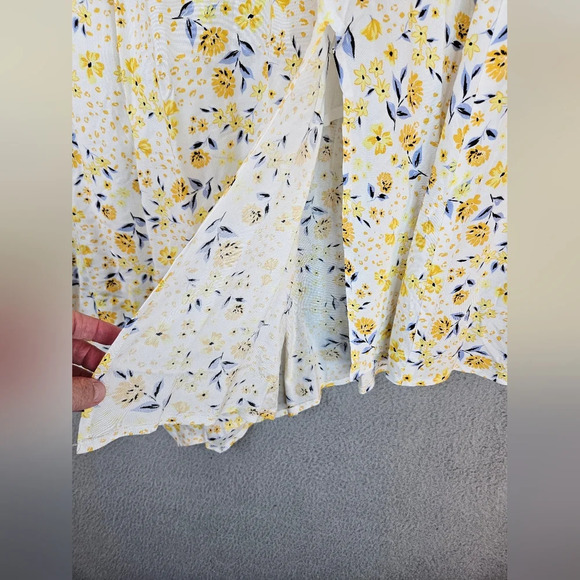 Eloquii Skirt Womens Sz 22 Yellow Floral Elastic Waist Hankerchief Hem - Picture 4 of 12